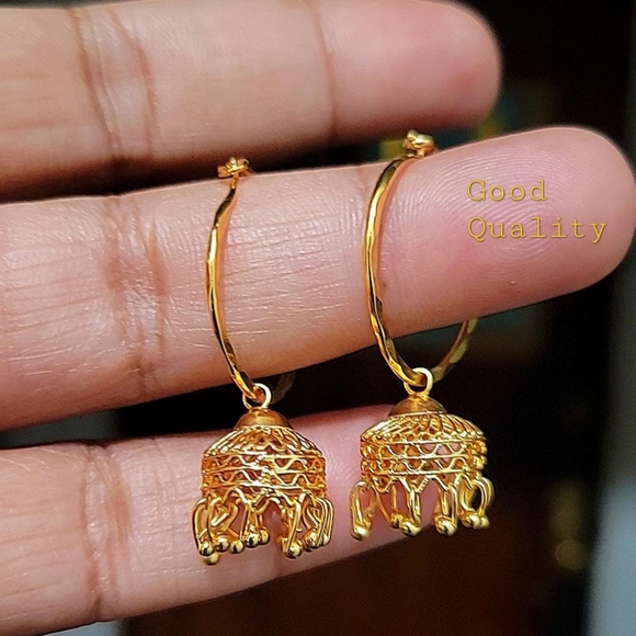 COPY - 22k Real Gold Plated Hoop  Earrings | Earrings | Small Gold Earrings | J… - Picture 3 of 5